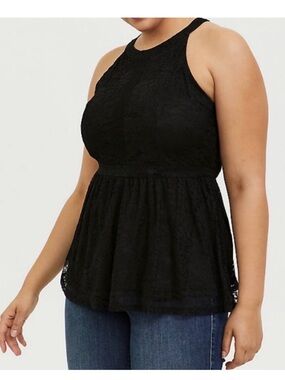 Torrid 1X Black Lace High Neck Goddess Tank